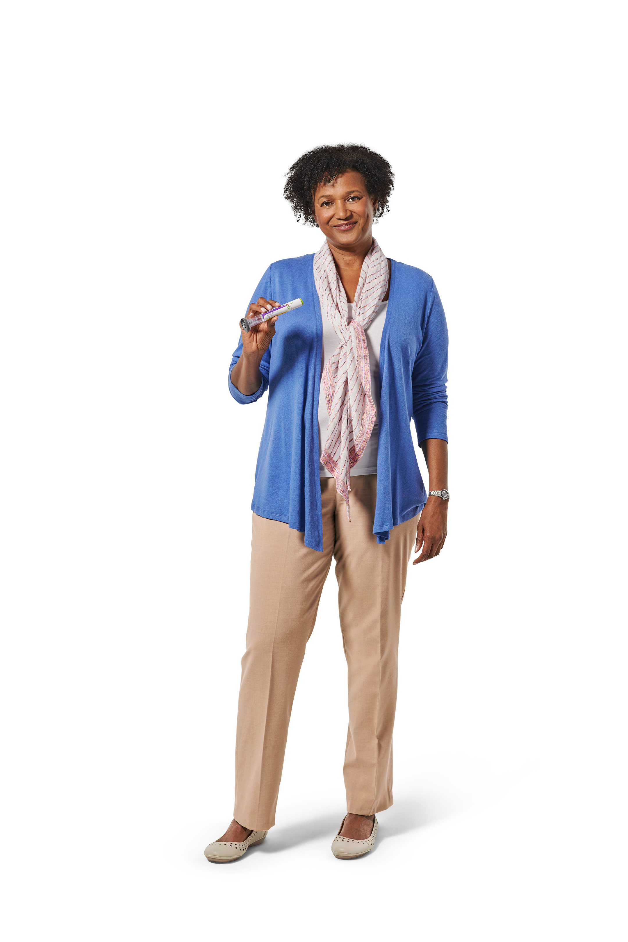 Female Trulicity patient holding a Trulicity Pen.