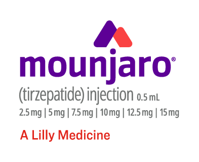 Mounjaro (tirzepatide) injection. Available doses: 2.5 mg, 5 mg, 7.5 mg, 10 mg, 12.5 mg, and 15 mg. Once-weekly injection. A Lilly Medicine.